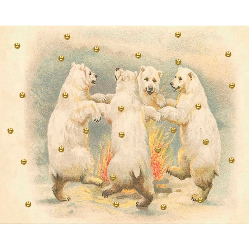 Dancing Polar Bears Little Vintage Greeting Card