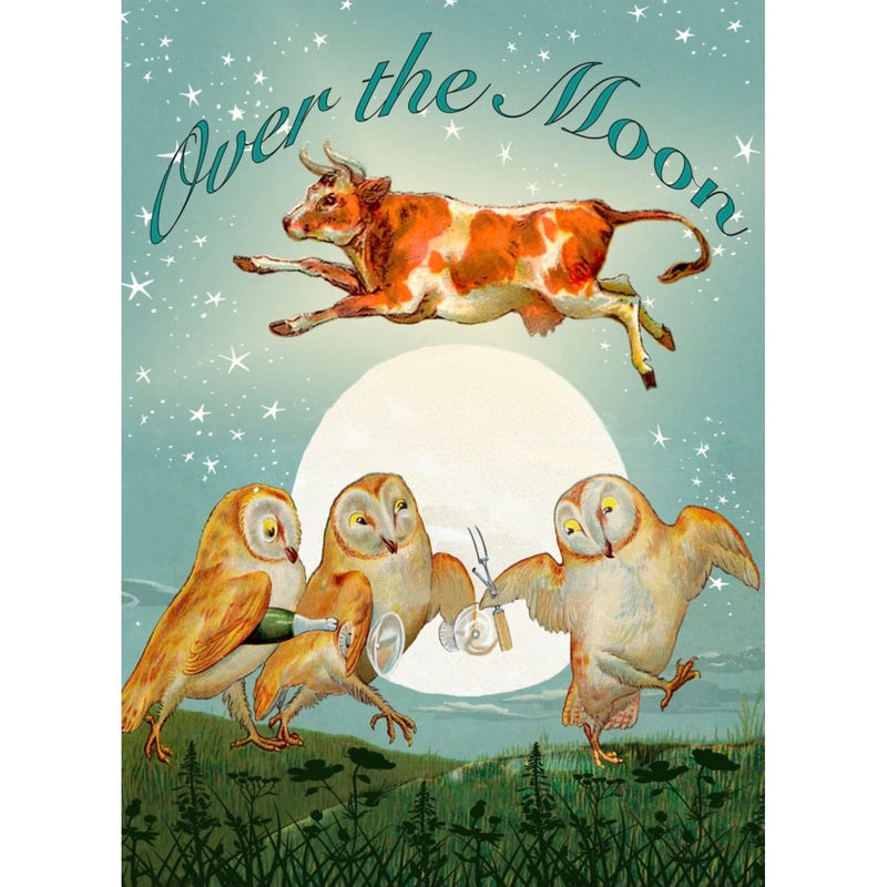 "Over the Moon" Cow & Owl Greeting Card | Putti