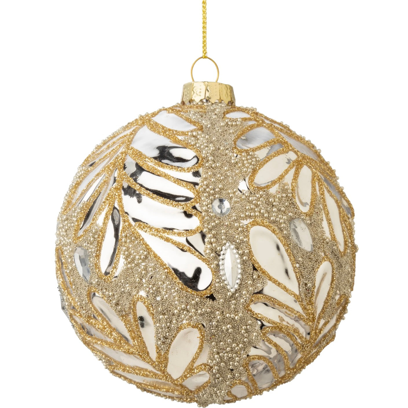 Moulded Leaf Glass Ball Ornament | Putti Christmas Decorations