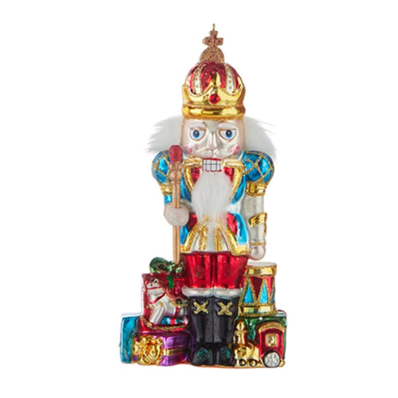 Nutcracker with Presents Glass Ornament | Putti Christmas Decorations