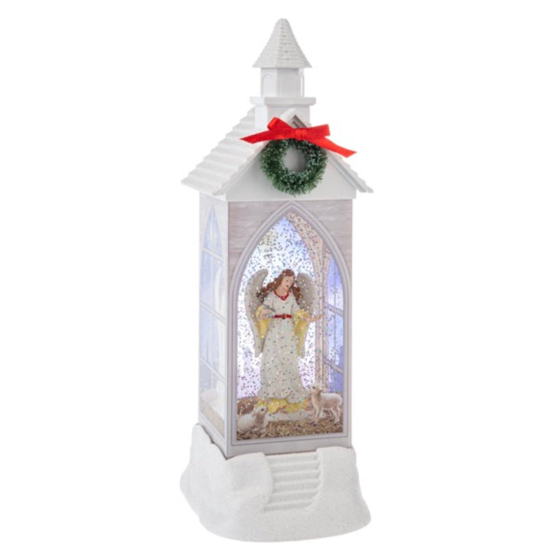 Church with Angel LED Perpetual Lantern | Putti Christmas Decorations