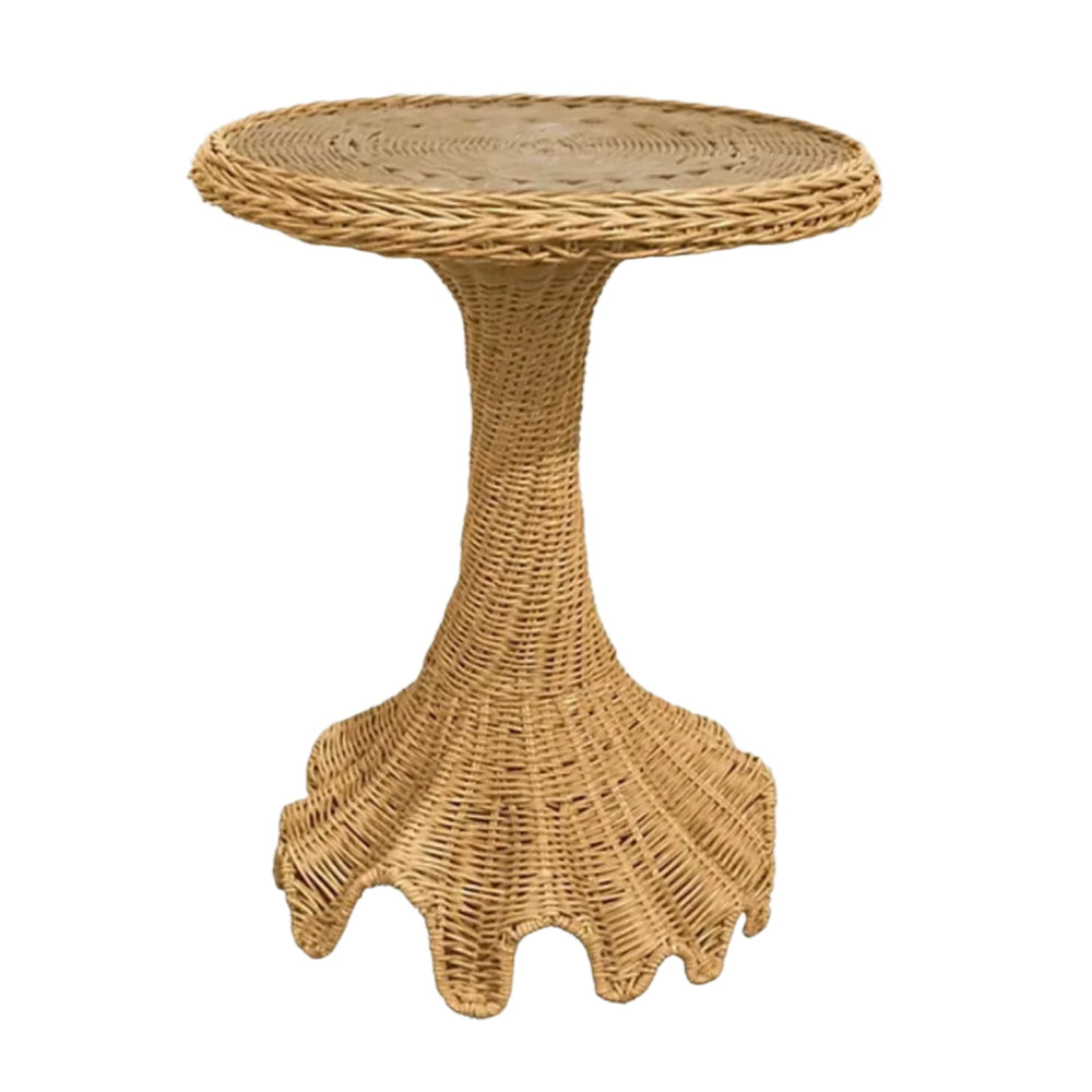 Scalloped Rattan Side Table | Putti Fine Furnishings
