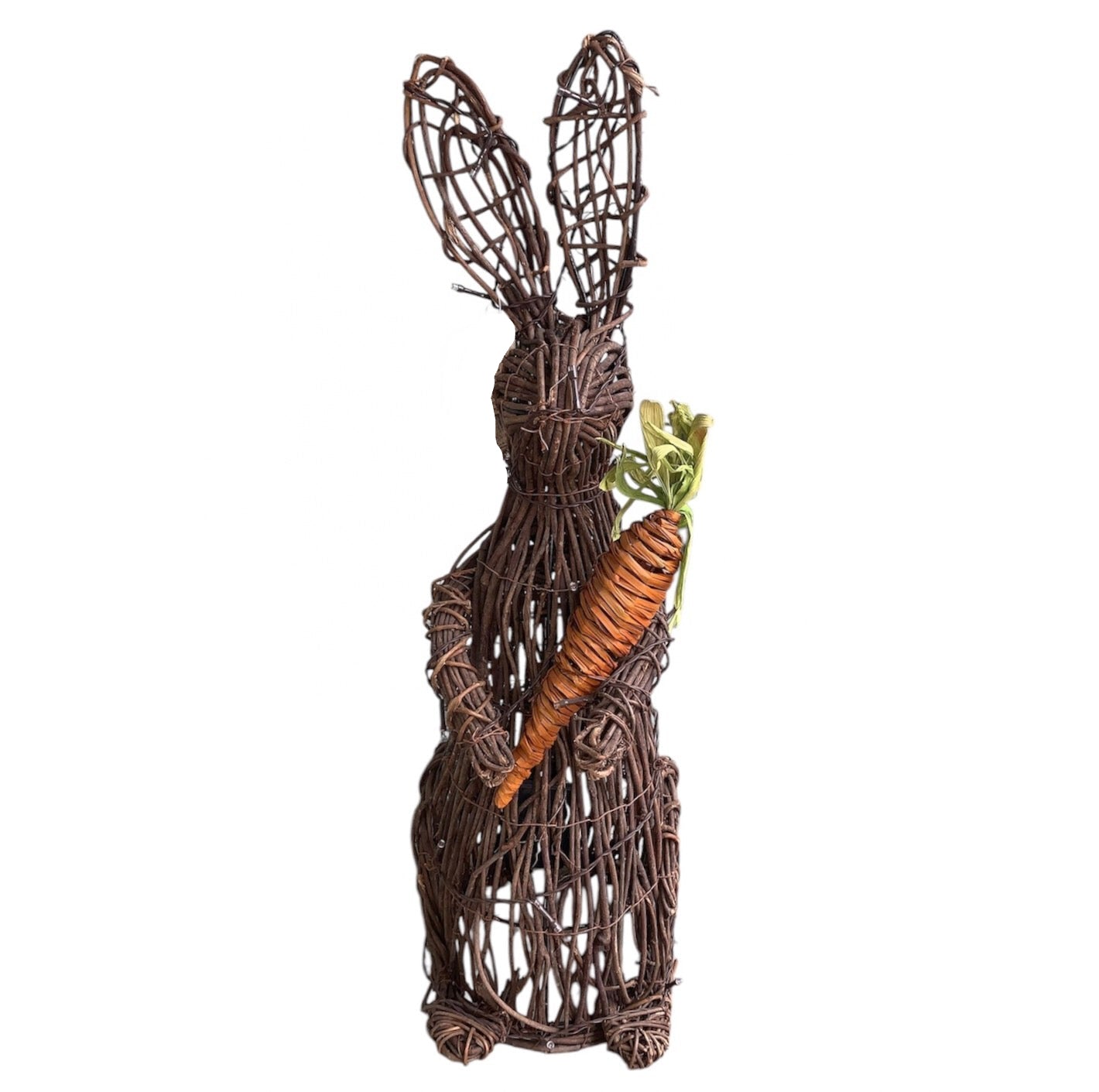 Vine Bunny with Carrot and LED Lights