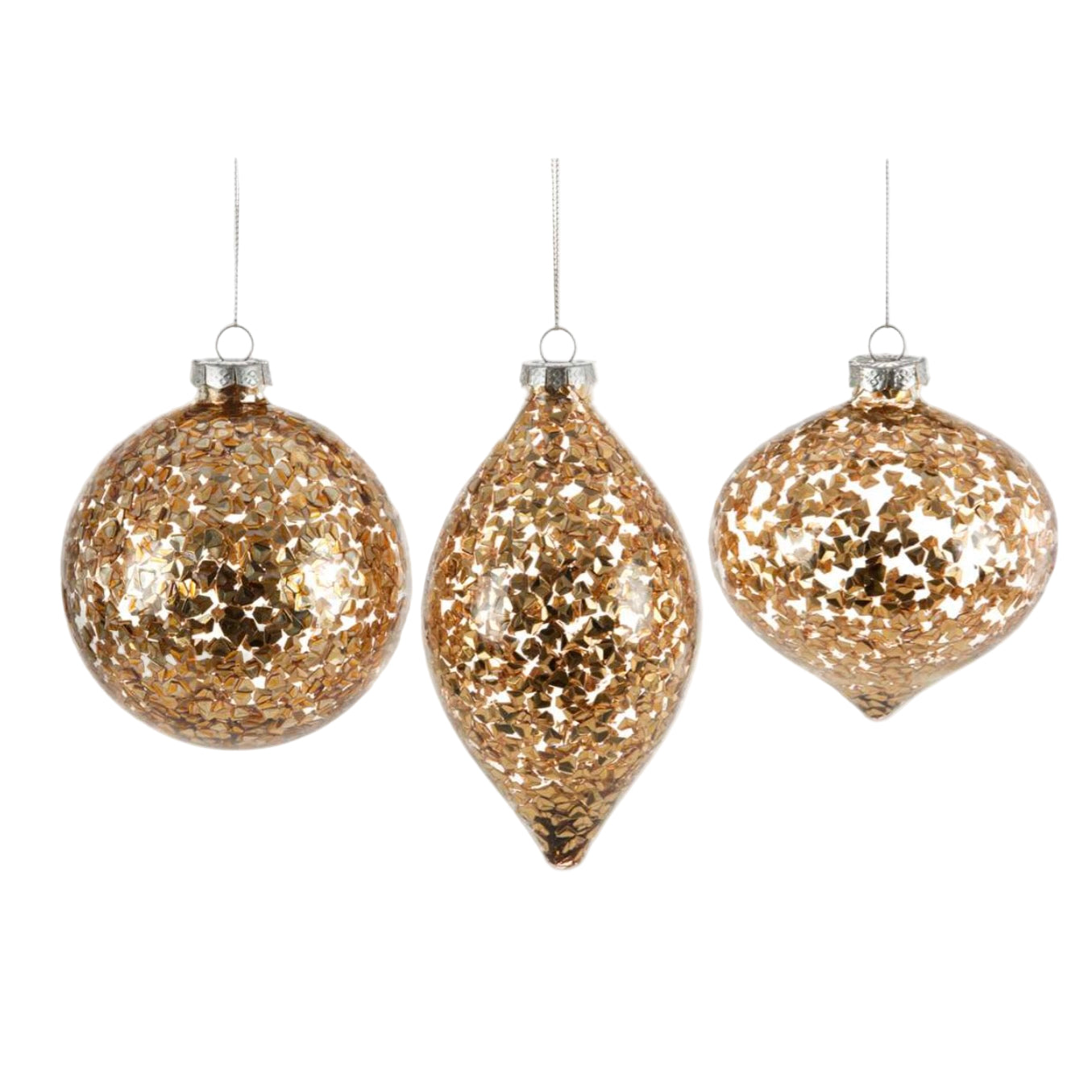 Clear with Gold Sequins Glass Ornament