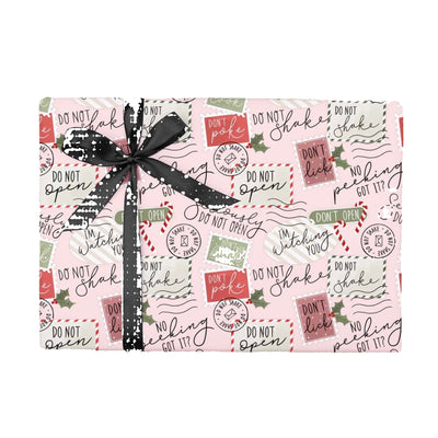 Pink "No Peeking" Christmas Wrapping Paper Sheet - Small