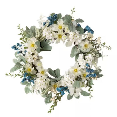 Clematis and Hydrangea Wreath | Putti Fine Furnishings
