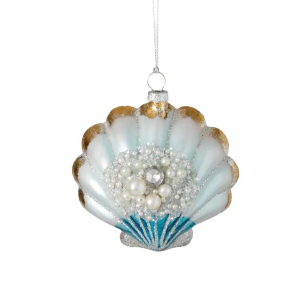 Clam Sea Shell Glass Ornament