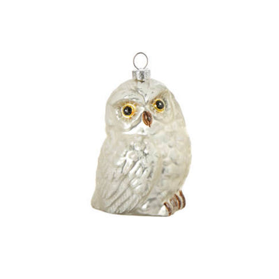 White Owl Glass Ornament
