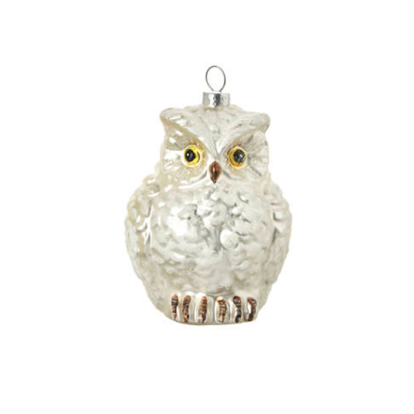 White Owl Glass Ornament