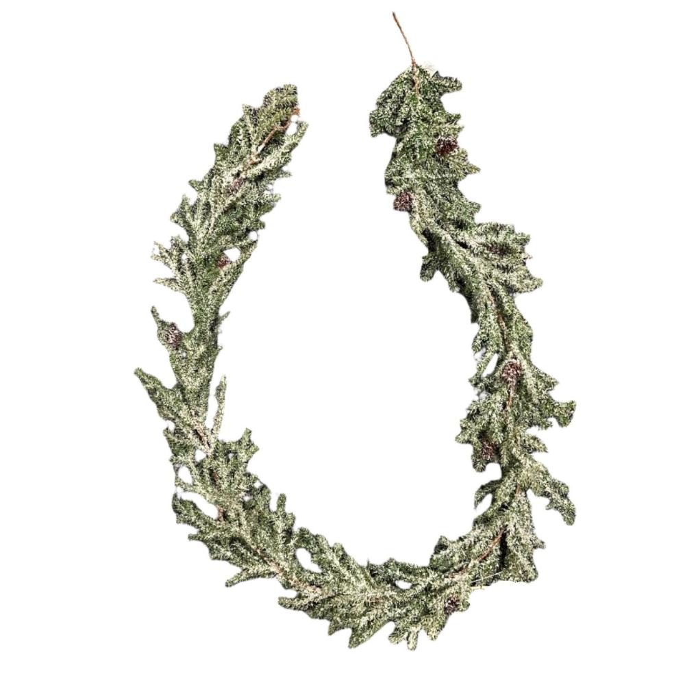 Snowy Pine Garland with Mini Pinecones