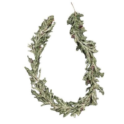 Snowy Pine Garland with Mini Pinecones