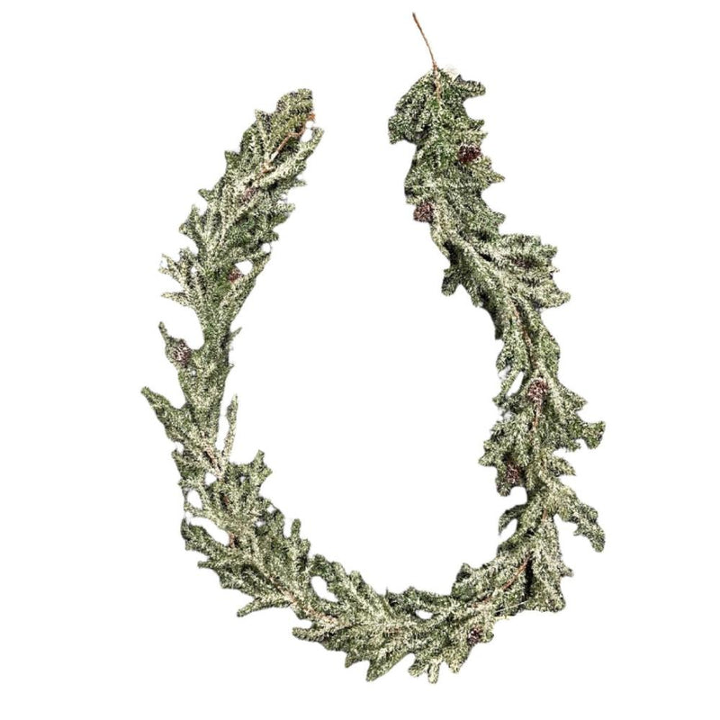 Snowy Pine Garland with Mini Pinecones