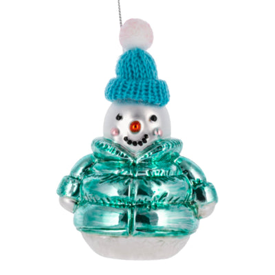 Snowman with Knit Hat Glass Ornament | Putti Christmas Decorations