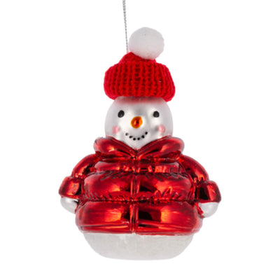 Snowman with Knit Hat Glass Ornament | Putti Christmas Decorations