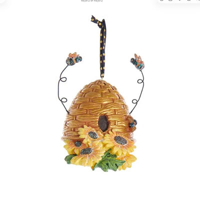 Kurt Adler Resin Bee Hive with Flowers
