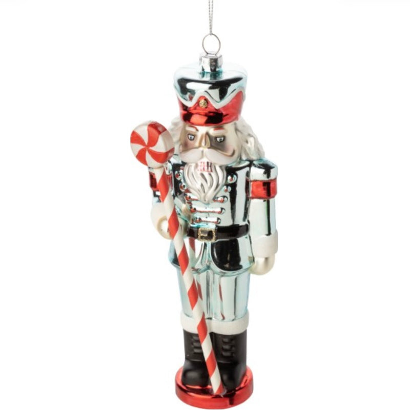 Light Blue Peppermint Large Glass Nutcracker