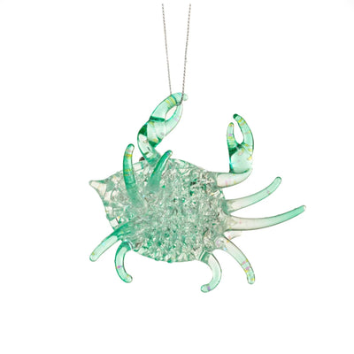 Teal Crab Glass Ornament