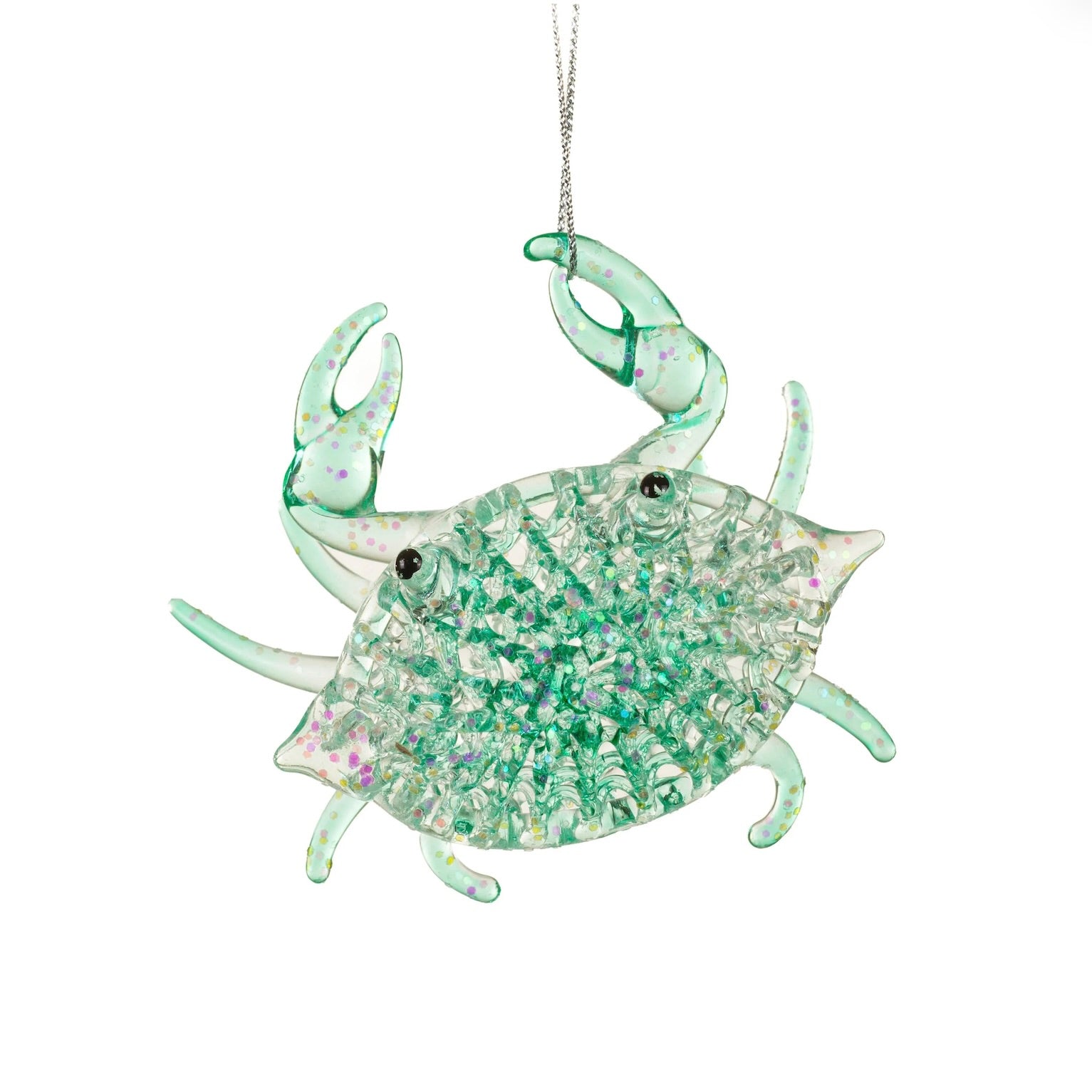 Teal Crab Glass Ornament