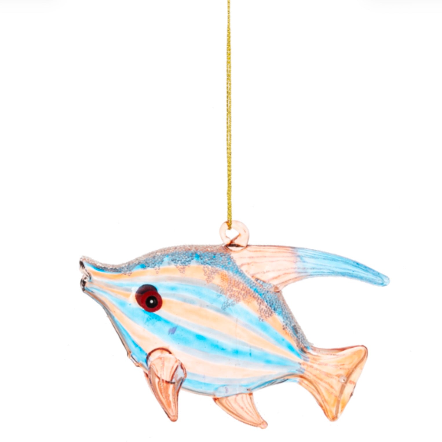 Handblown Striped Fish Glass Ornament