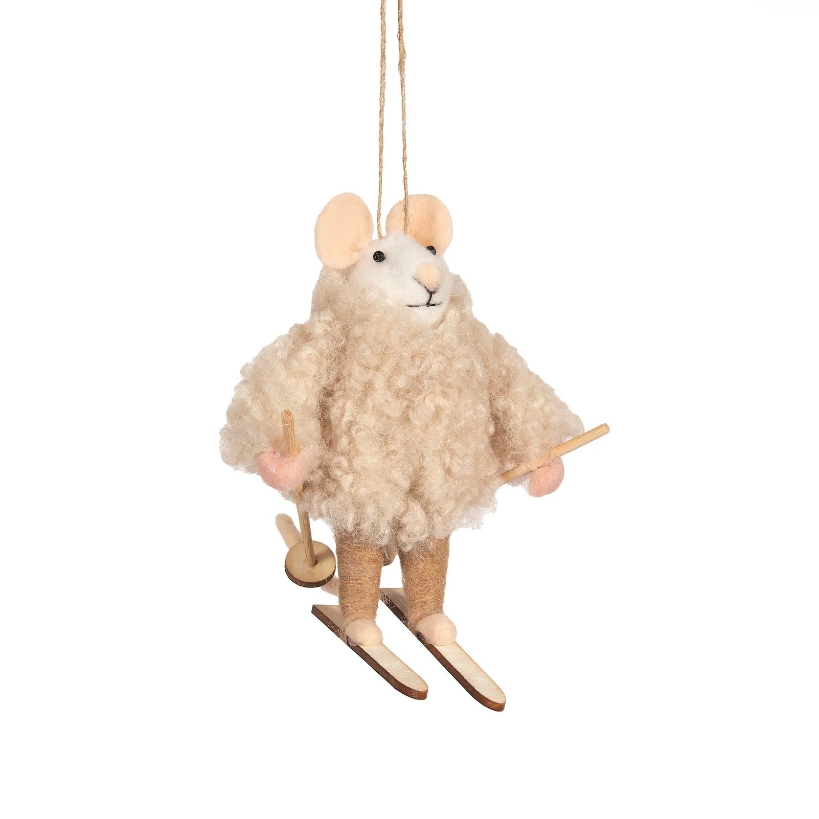 Sherpa Ski Mouse Ornament | Putti Christmas Decorations