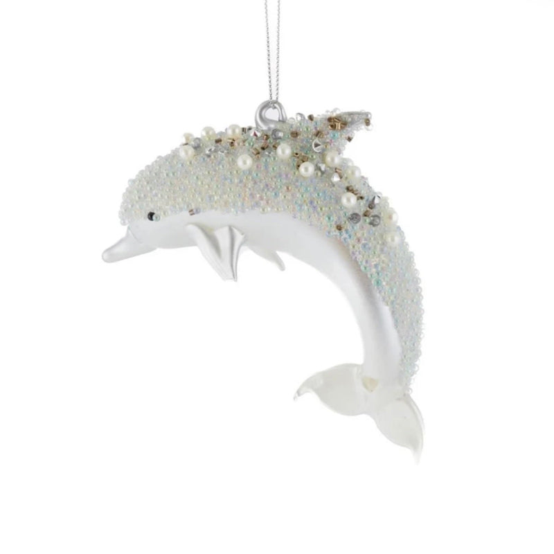 Silver Dolphin Glass Ornament | Putti Christmas Decorations