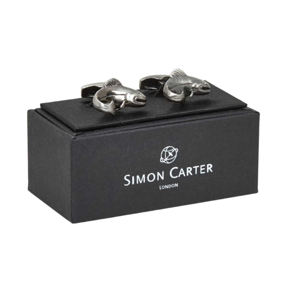 Pewter Tone Salmon Cufflinks | Putti Fine Fashions