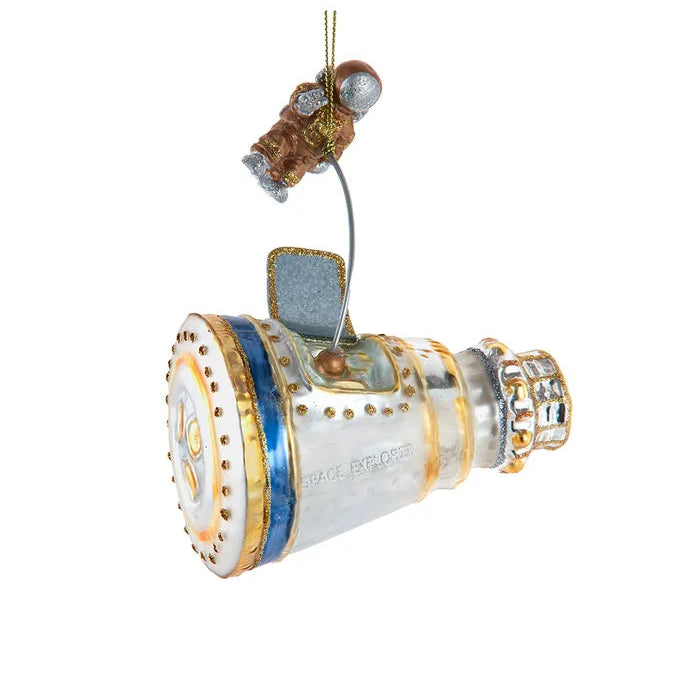 Space Capsule With Astronaut Glass Ornament | Putti Christmas Decorations