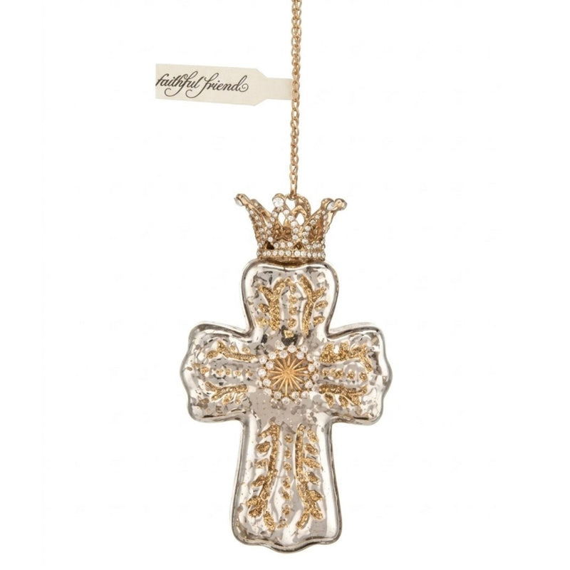 Sparkle & Joy Blown Glass Mini Ornament - Cross | Putti Christmas Decorations
