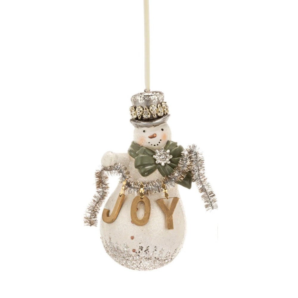 Sparkle & Joy Resin Snowman Ornament - Joy | Putti Christmas Decorations