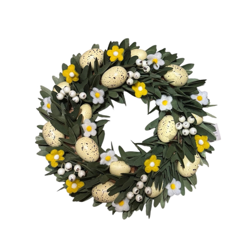 Spring Egg Wreath with Felt Flowers
