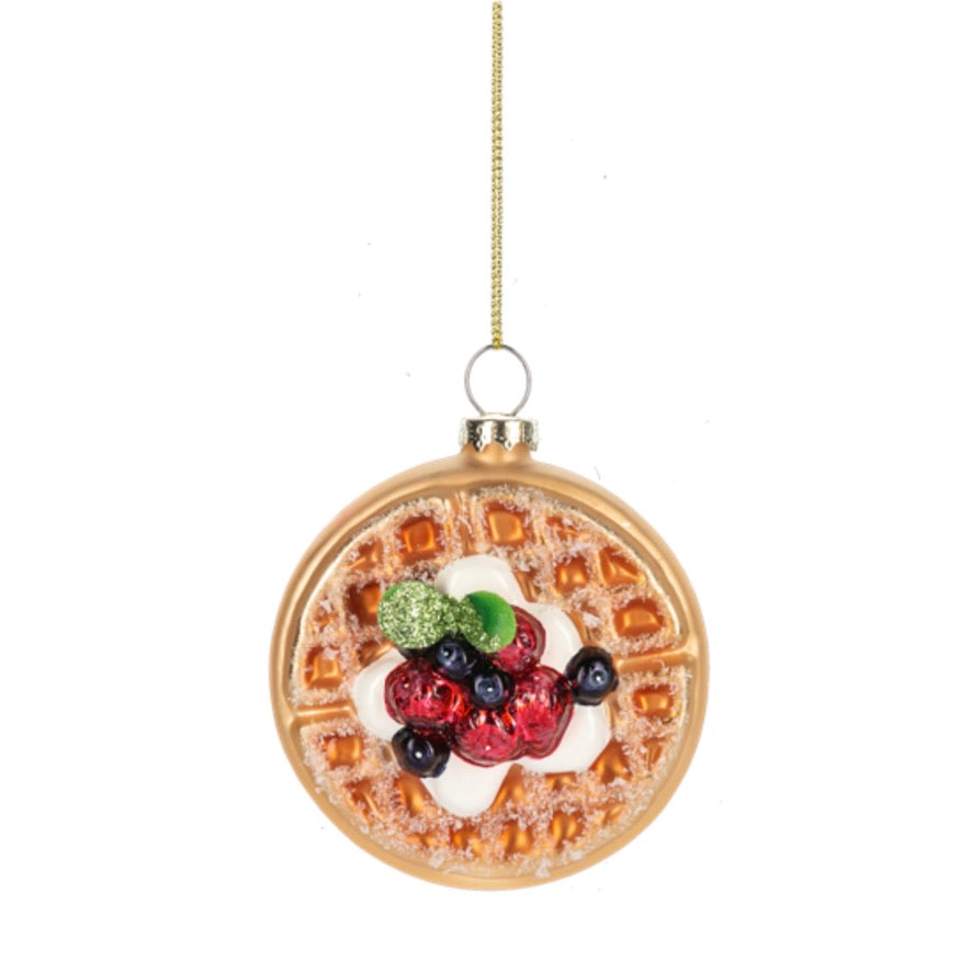 Strawberry Waffle Glass Ornament | Putti Christmas Decorations