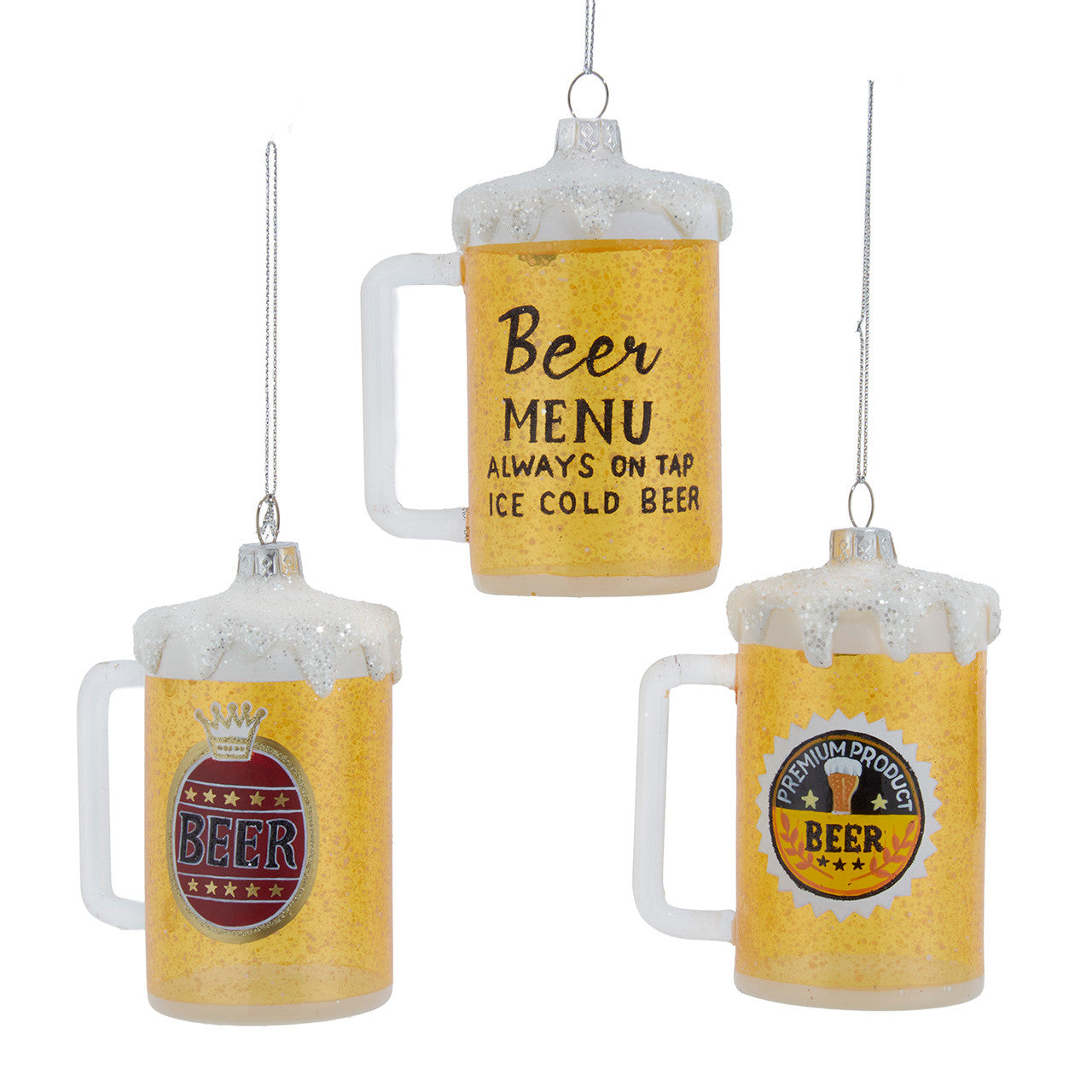 Kurt Adler Beer Mug Glass Ornaments