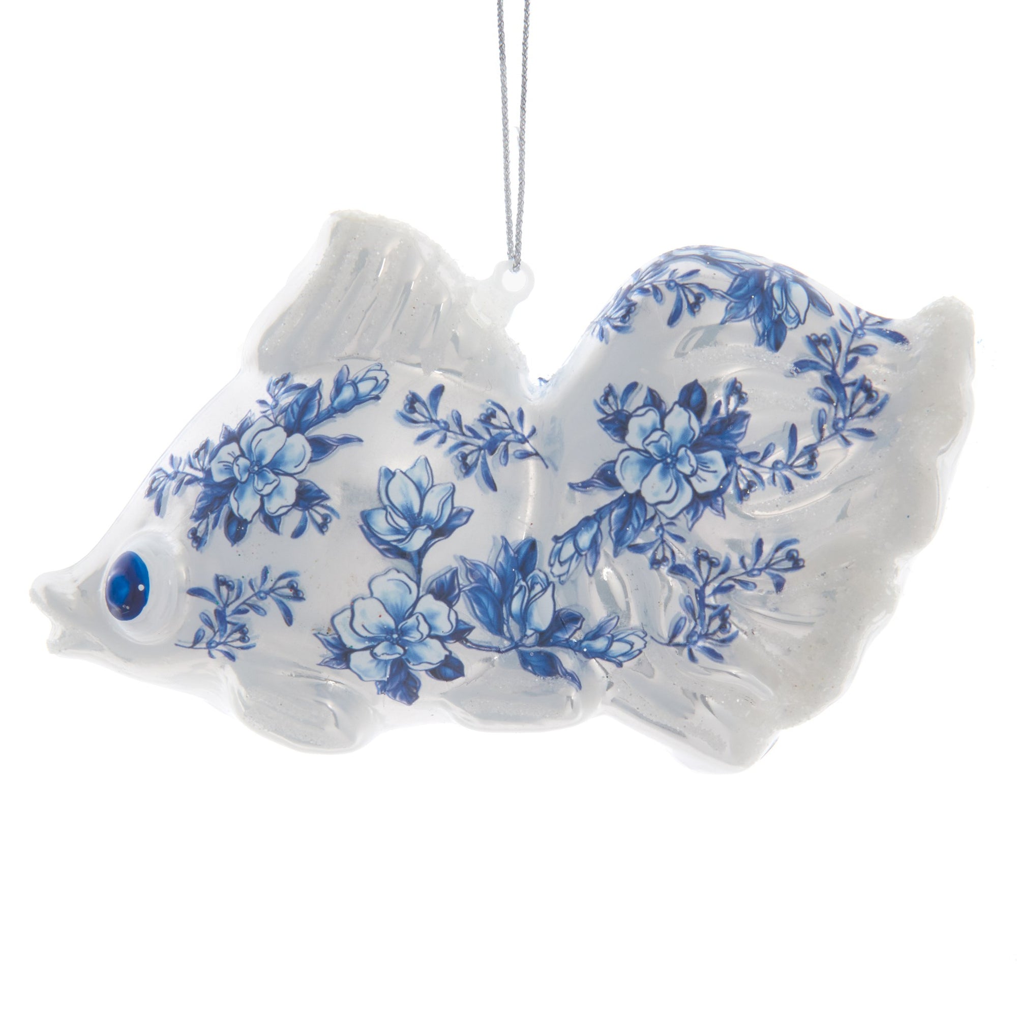Blue & White Chinoiserie Glass Fish Ornament