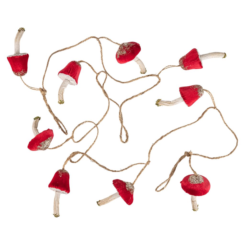 Red Velvet Paper Mushroom Garland