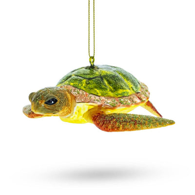 Tranquil Sea Turtle Glass Christmas Ornament | Putti Christmas Decorations