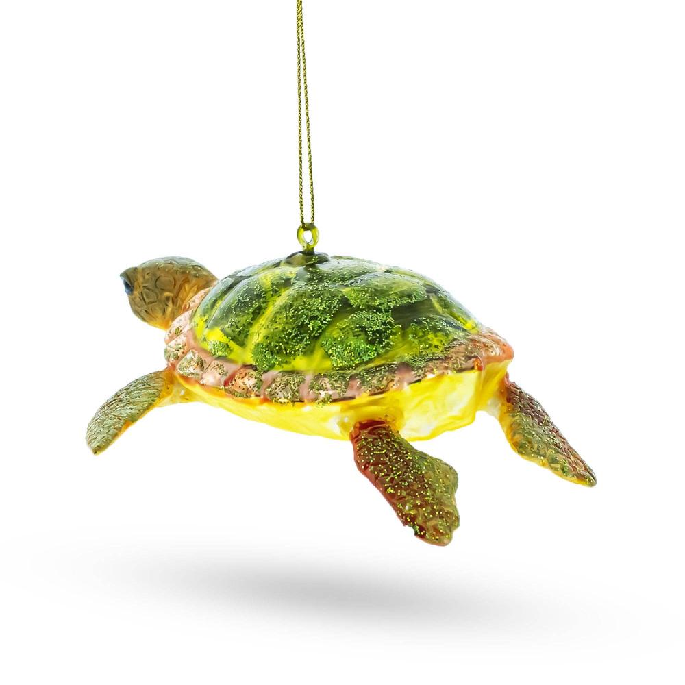 Tranquil Sea Turtle Glass Christmas Ornament | Putti Christmas Decorations