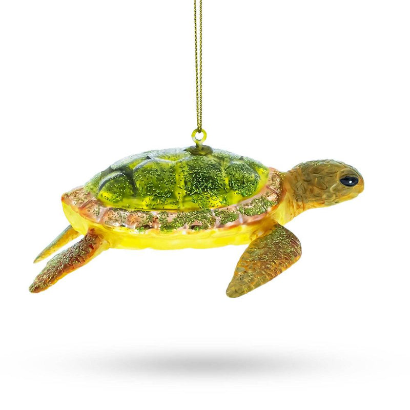 Tranquil Sea Turtle Glass Christmas Ornament | Putti Christmas Decorations