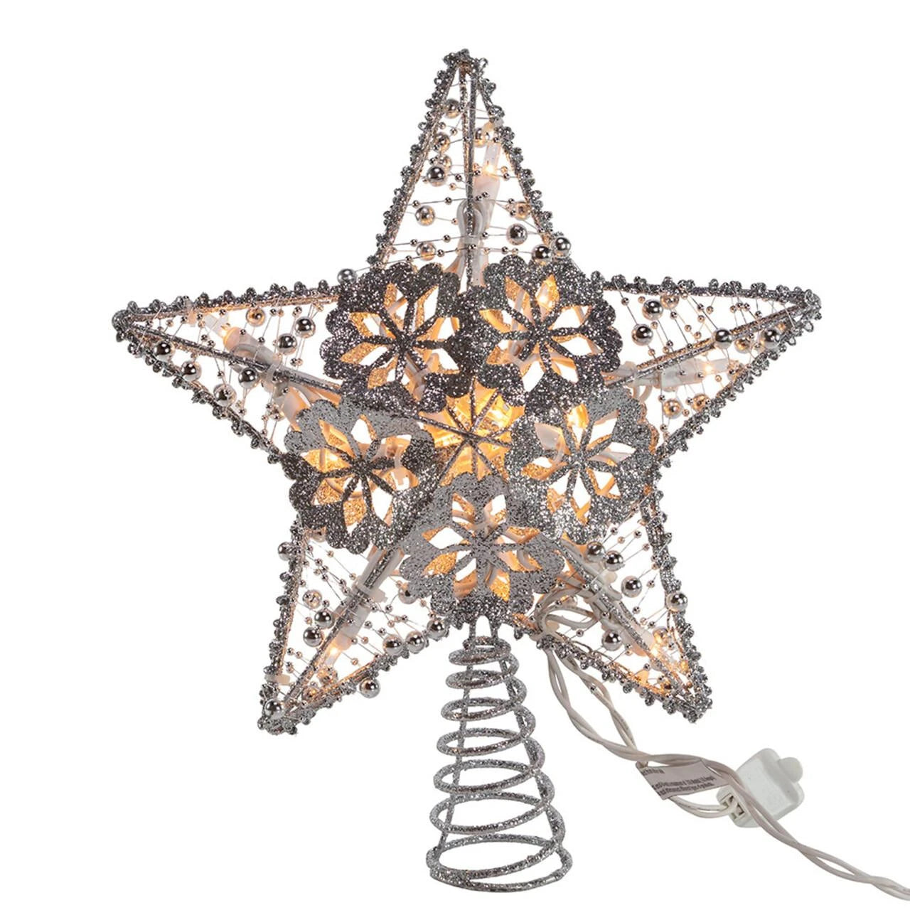 Silver Lighted Star Tree Topper
