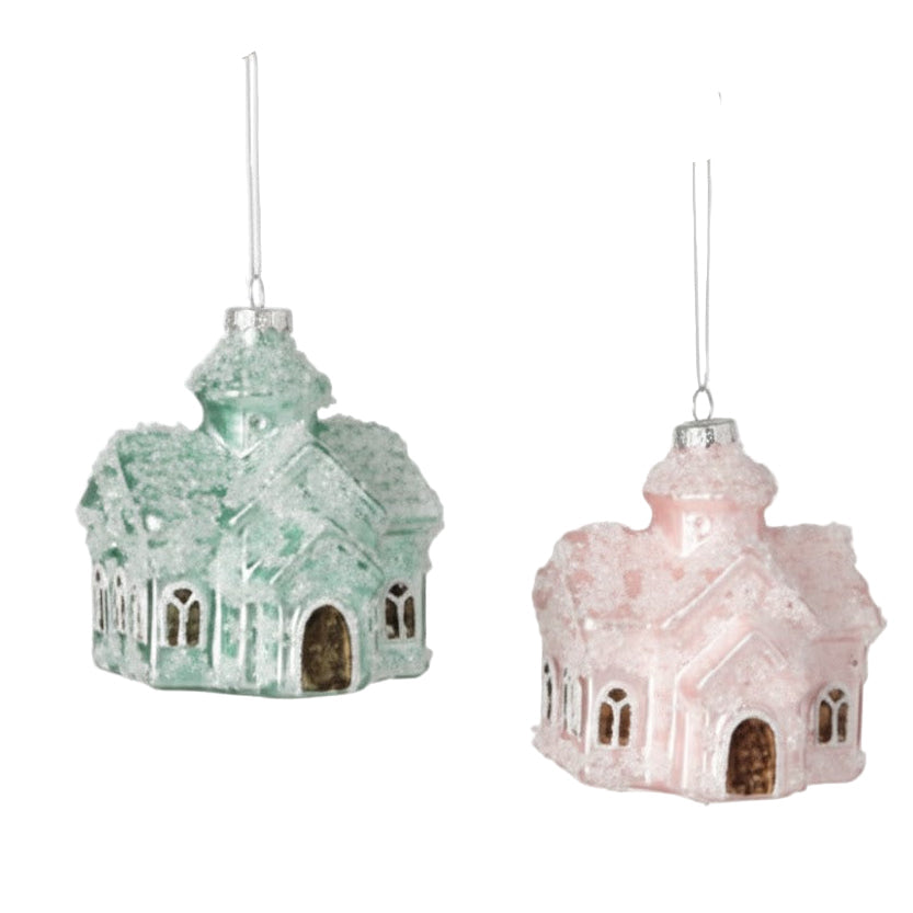 Vintage Charm Church Glass Ornament | Putti Christmas Decorations