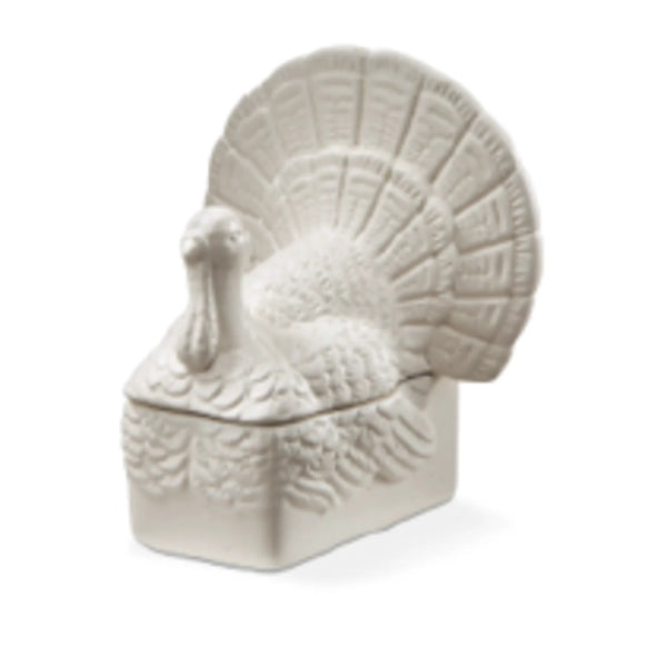 White Ceramic Turkey Butter Dish | Thanksgiving Putti Fine Furnishings