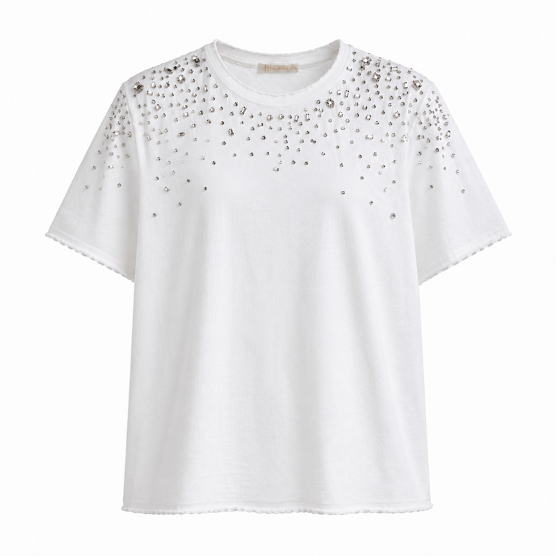 White Jewelled T Shirt