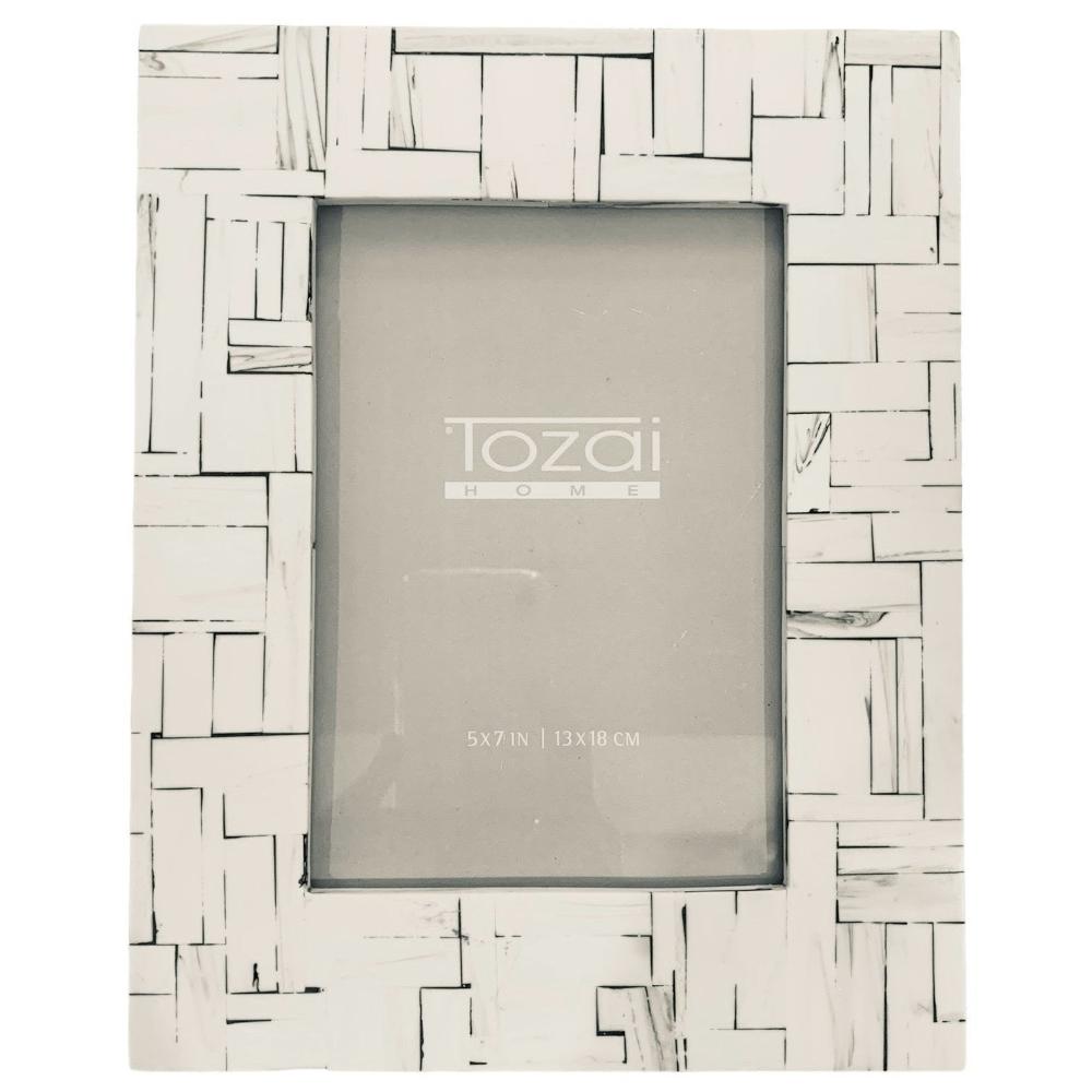 Tozai White and Grey Bone Photo Frames