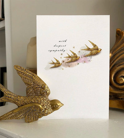 Three Gold Birds Sympathy Greeting Card