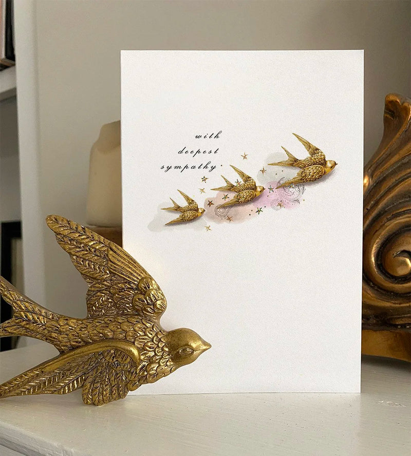 Three Gold Birds Sympathy Greeting Card