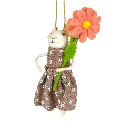 "Daisy Dorris" Felt Mouse Ornament | Putti Decorations