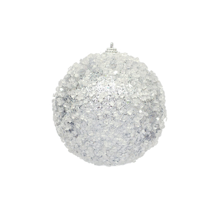 Iced Silver Beaded Ornament | Putti Christmas Decorations
