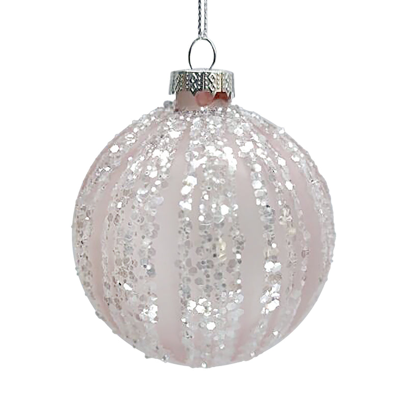 Pink Frosted Melon Glass Ball Ornament