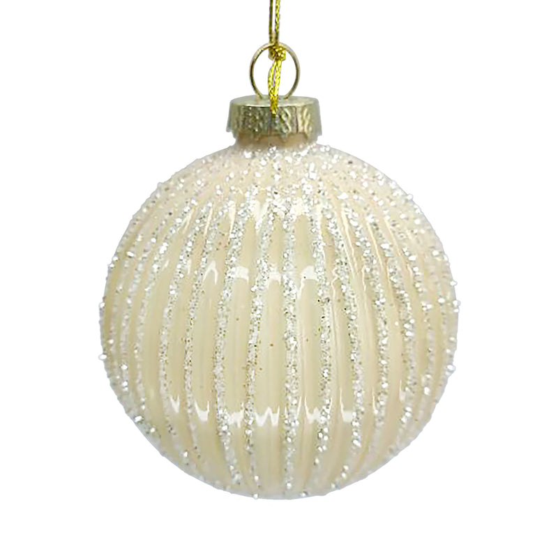 Cream Pearl Melon Glass Ball Ornament
