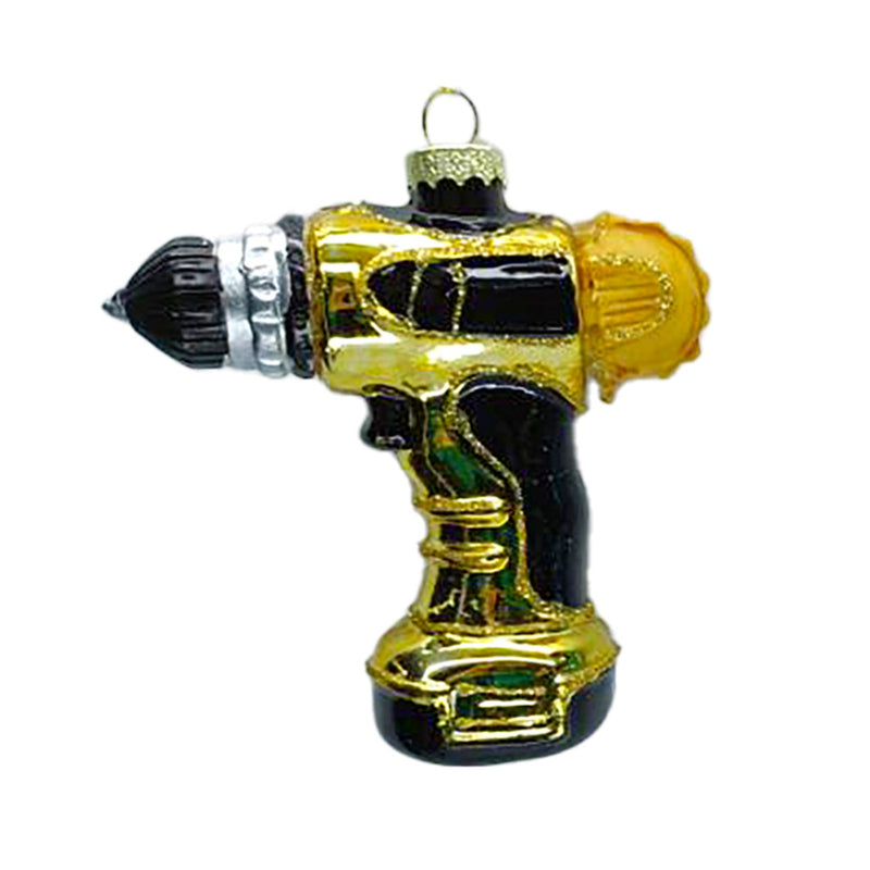 Yellow Electric Drill Glass Ornament  | Putti Christmas Decorations