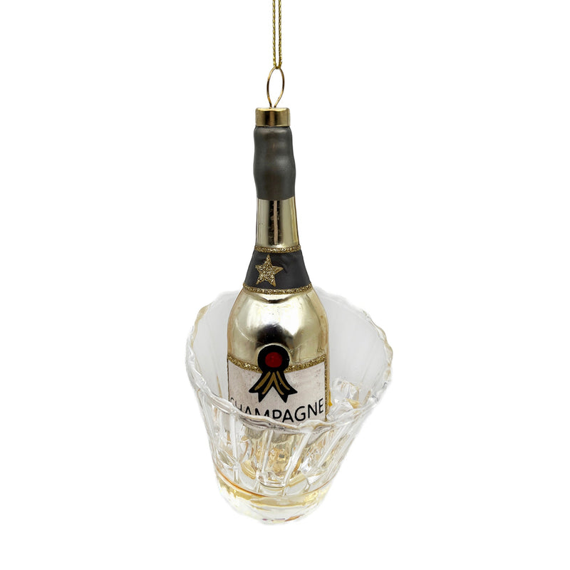 Champagne in Glass Ice Bucket Glass Ornament | Putti Christmas Decorations